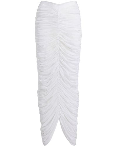 Khaite Laure Ruched Silk Skirt - White