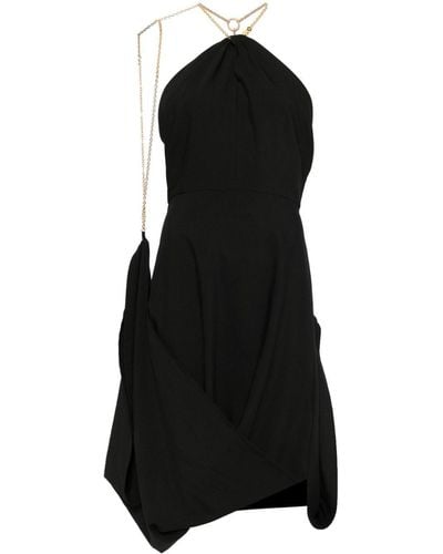ROKH Chain-strap Draped Dress - Black