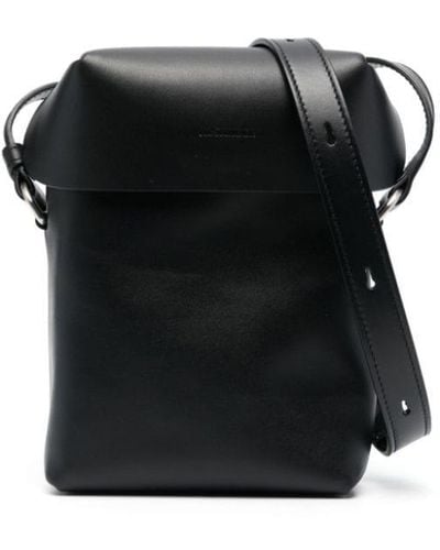 Jil Sander Mini Lid Leather Messenger Bag - Black