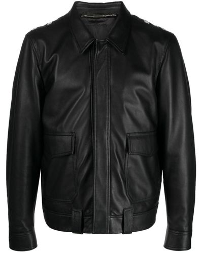 John Richmond Stud-detail Leather Biker Jacket - Black