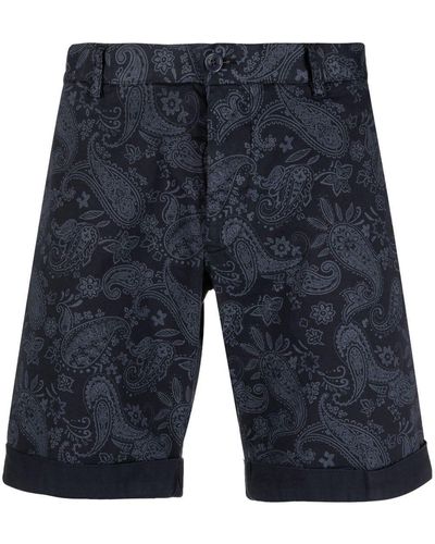 Etro Paisley-print Cotton Bermuda Shorts - Blue