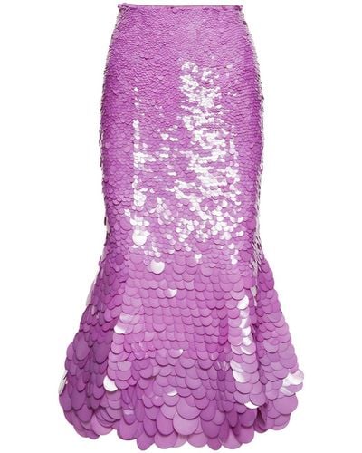 Oscar de la Renta Sequin-embellished Flared Skirt - Purple