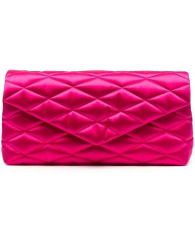 Saint Laurent Sade Puffer Quilted Clutch Bag - Pink