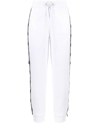 EA7 Pantalon de jogging à bande logo - Blanc