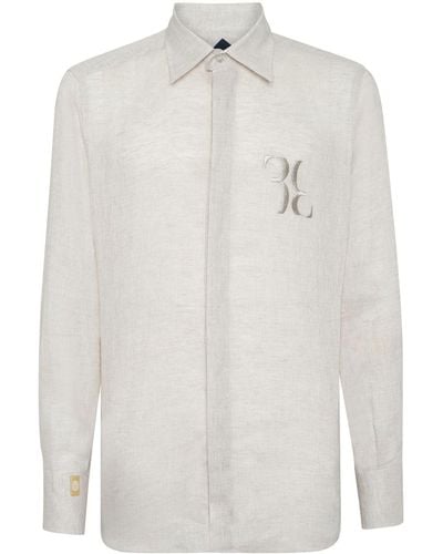 Billionaire Camisa con monograma bordado - Blanco