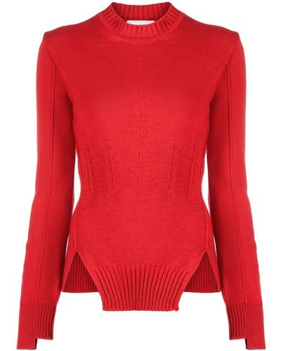 Alexander McQueen Knitted Tunic Sweater - Red