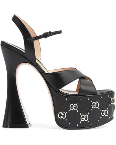 Gucci Lederen Platform Sandalen - Zwart
