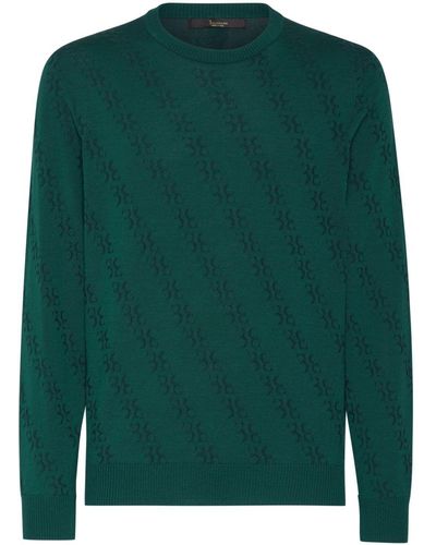 Billionaire Intarsia-logo Wool-silk Sweater - Green
