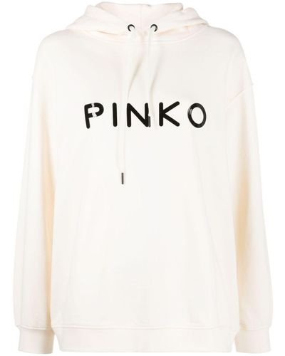 Pinko Logo-appliqué Cotton Hoodie - Roze