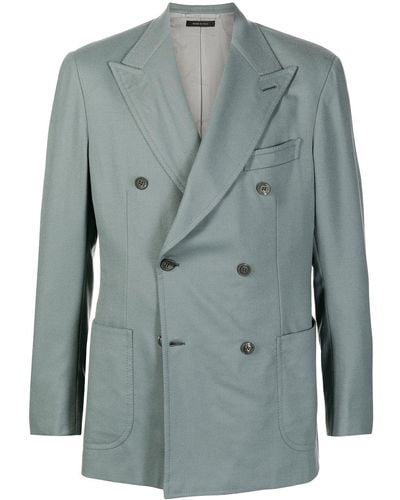 Brioni Fitted Double-breasted Blazer - Green