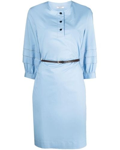 Peserico Midi-jurk Met Geplooide Mouwen - Blauw