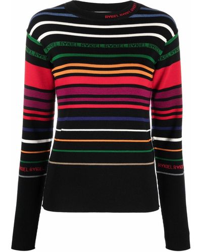 Sonia Rykiel Striped Logo Sweater - Black