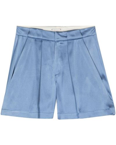 Alysi Pleated Satin Shorts - Blue