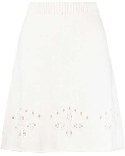 Chloé Pointelle-knit Wool Miniskirt - White