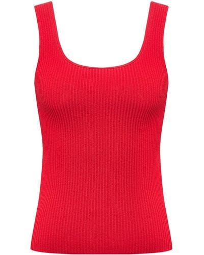 12 STOREEZ Ribbed-knit Tank Top - Red