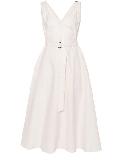 Brunello Cucinelli Popeline Maxi-jurk - Wit