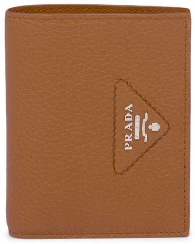 Prada Small Logo-plaque Leather Wallet - Brown