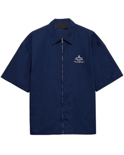 Prada Short-sleeved Zip Shirt - Blue