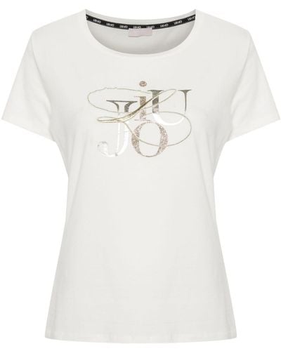 Liu Jo Glitter Logo-print T-shirt - White