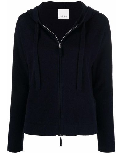 Allude Zipped-up Wool Hoodie - Blue