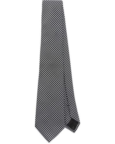 Giorgio Armani Geometric-patterned Silk Tie - Grey