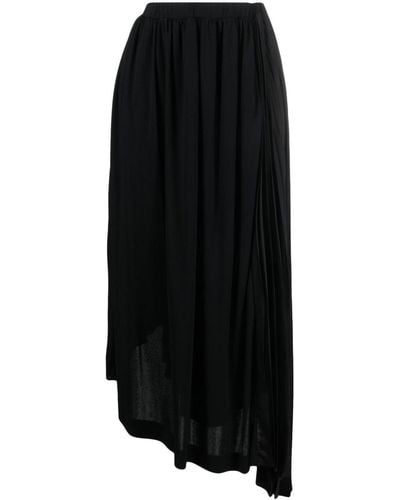 Jil Sander Asymmetric Pleated Midi Skirt - Black