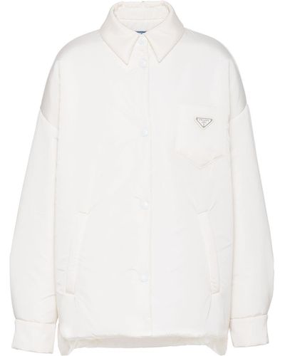 Prada Re-Nylon Jacke in Hemd-Optik - Weiß