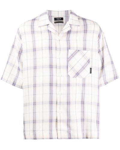 FIVE CM Check-pattern Cotton Shirt - White
