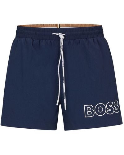 BOSS Badeshorts mit Logo-Print - Blau