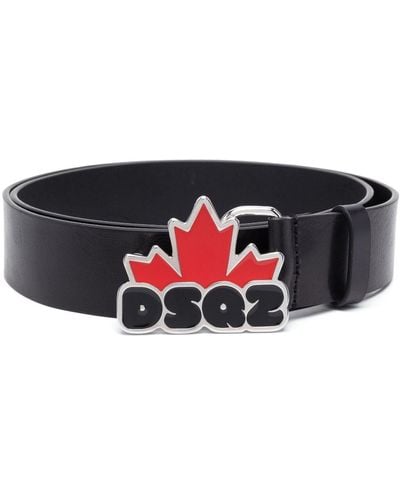 DSquared² Cinturón con placa y logo - Negro
