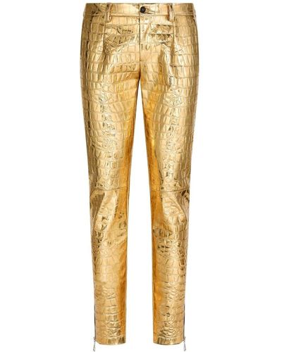 Dolce & Gabbana Metallic-finish Skinny Pants - Yellow