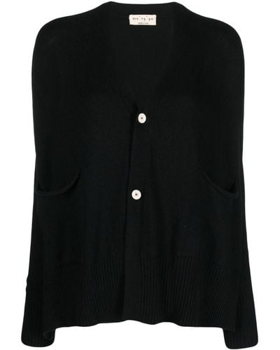 Ma'ry'ya V-neck Knitted Cotton Cardigan - Black
