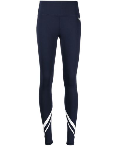 Tory Burch High-waited Chevron-stripes leggings - Blauw