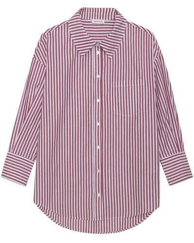 Anine Bing Mika Vertical-striped Poplin Shirt - Purple