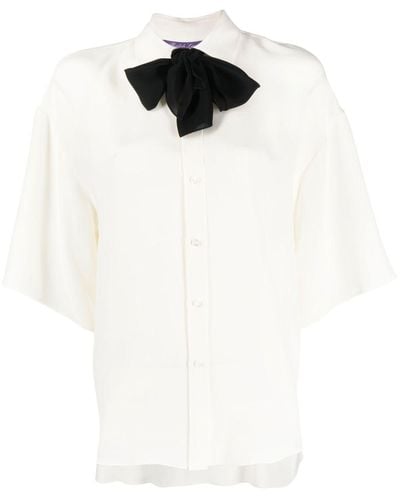 Ralph Lauren Collection Blusa Soloman con fiocco - Bianco