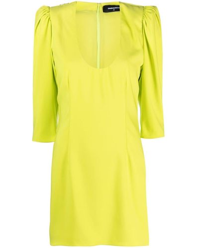 DSquared² Puff-sleeve Mini Dress - Yellow
