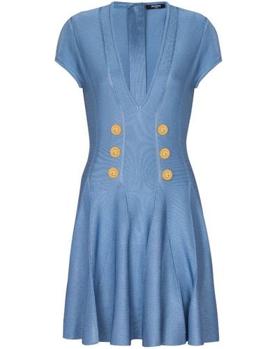 Balmain Minidress Buttons Clothing - Blue