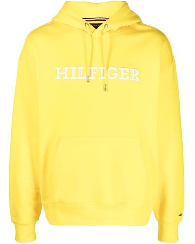 Tommy Hilfiger Logo-embroidered Drawstring Hoodie - Yellow