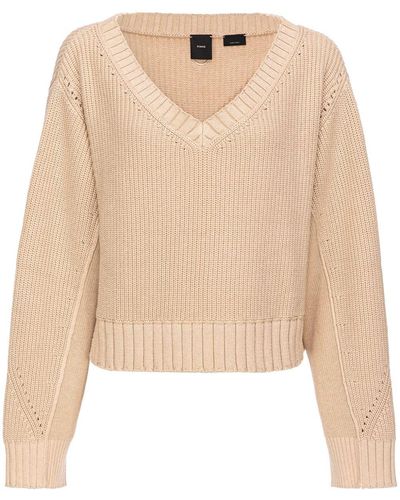 Pinko Ribbed Cotton And Cashmere Pullover - Natural