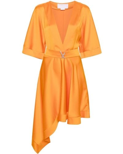 Genny Belted Asymmetric Midi Dress - Orange