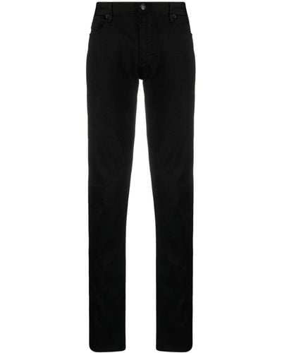Emporio Armani Low-rise Stretch-cotton Tapered Chinos - Black