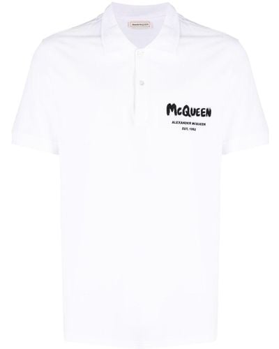 Alexander McQueen Poloshirt mit Graffiti-Stickerei - Weiß