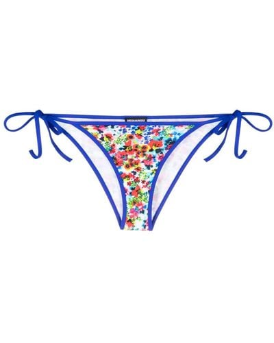 DSquared² Bikinihöschen mit Blumen-Print - Blau