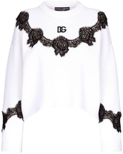 Dolce & Gabbana Lace-insert Jumper - Black