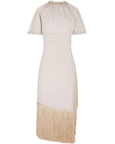Rabanne Bead-embellished Fringed Midi Dress - Natural