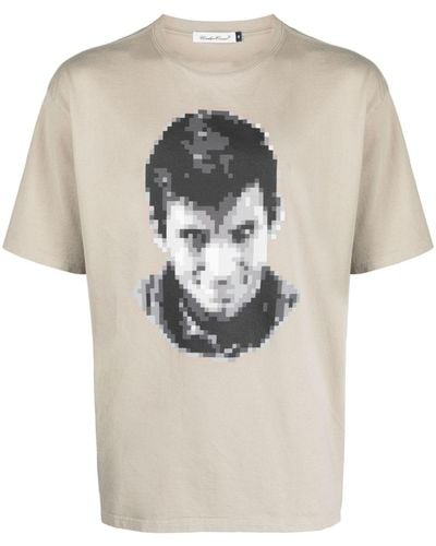 Undercover Pixelated-print Cotton T-shirt - Natural