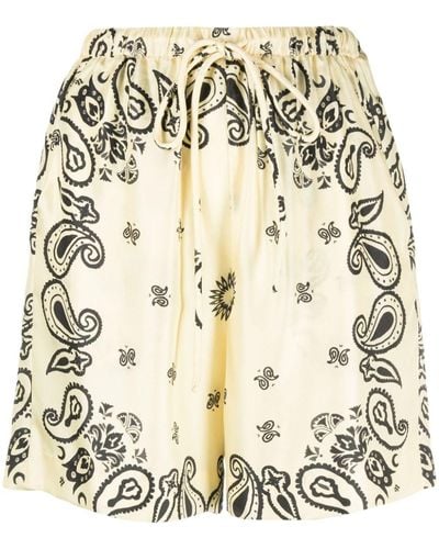 Nanushka Paisley-print Silk Shorts - Natural