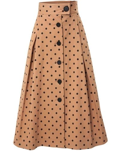 Carolina Herrera A-Linien-Rock mit Polka Dots - Natur