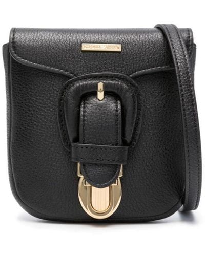 Emporio Armani Sac banane en cuir à plaque logo - Noir