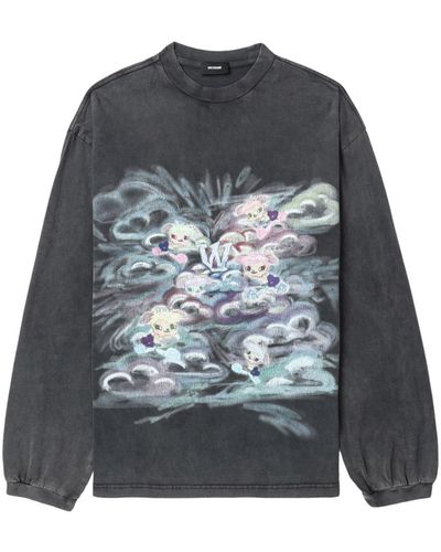 we11done Sweatshirt mit grafischem Print - Grau